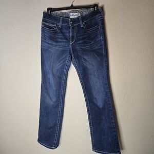 Ariat Real Denim Jeans Womens Sz 32R (34x31) Entwined Bootcut Mid Rise Western